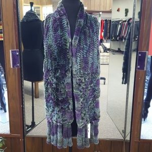 Rex Rabbit Fur Scarf with Fringe Ends
